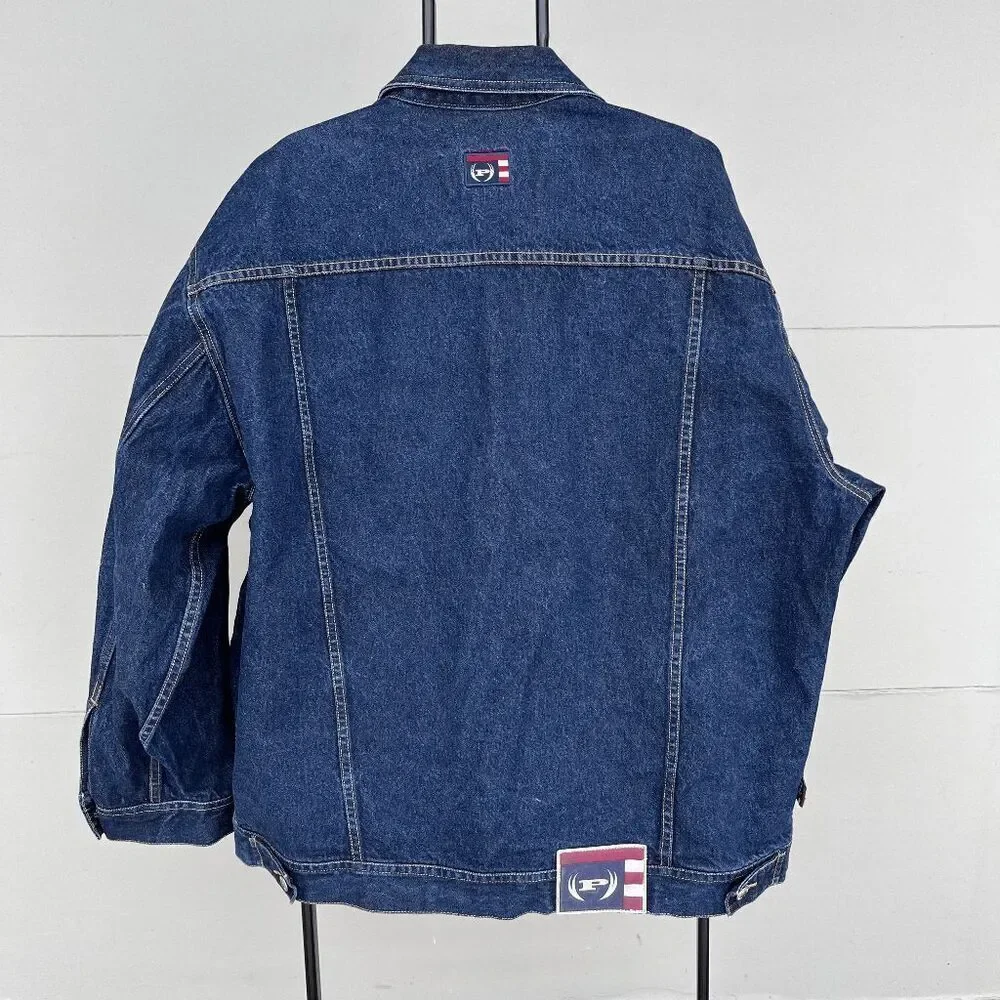 VTG Phat Farm XXL Denim Jacket Embroidered Blue Jean Streetwear Hip Hop